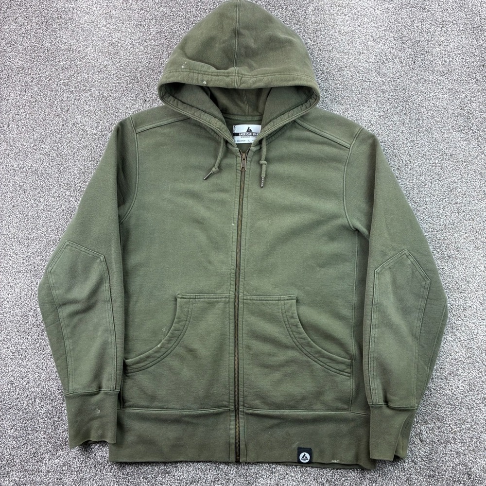 American Giant Hoodie Men's Large Green Classic Full Zip Made in‎ USA Cotton
